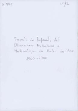 Proyecto de Reglamento del Observatorio Astronómico y Meteorológico de Madrid de 1900