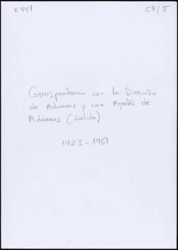 Correspondencia con la Dirección de Aduanas y con Agentes de Aduanas (Salida)