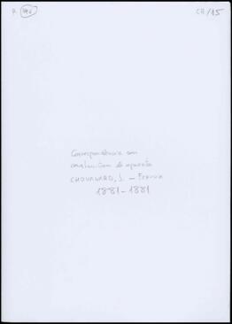 Correspondencia con constructores de aparatos: CHOUANARD, J. - Francia