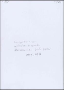 Correspondencia con constructores de aparatos: SALMOIRAGHI, A. - Italia (Milán)