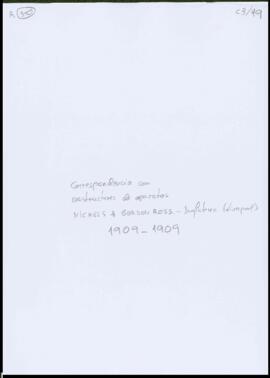 Correspondencia con constructores de aparatos: NICKELS & GORDON ROSS - Inglaterra (Liverpool)