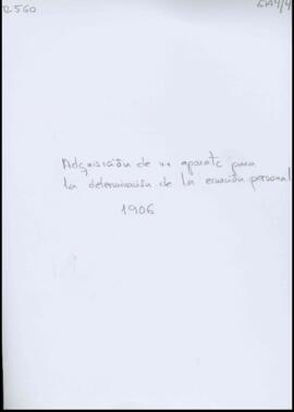 Adquisición de un aparato para la determinación de la ecuación personal